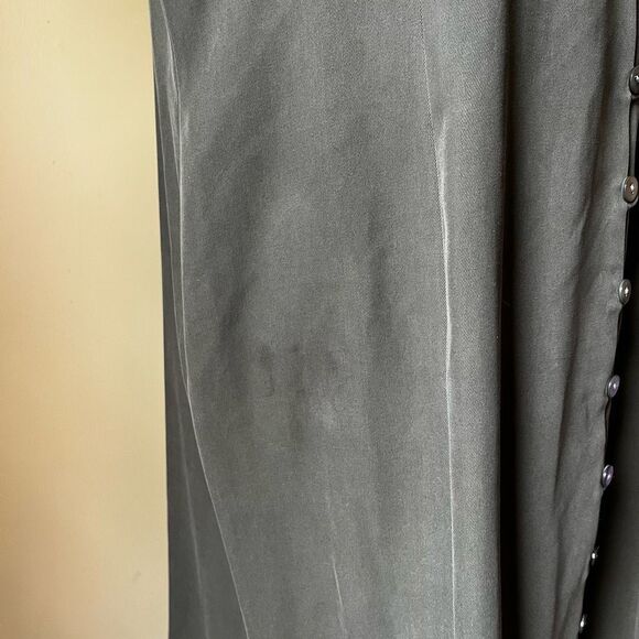 Vintage Talbots 100% Silk Maxi Dress Olive Green Minimalist Quiet Luxury 18 - Picture 3 of 9